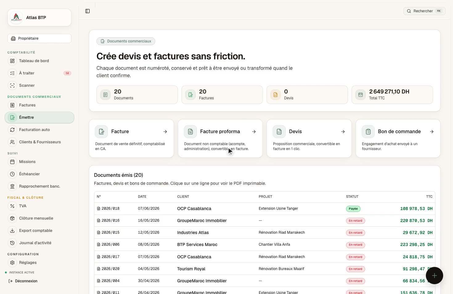 Émettre un document