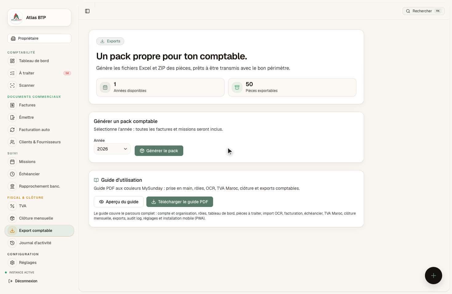 L’export comptable