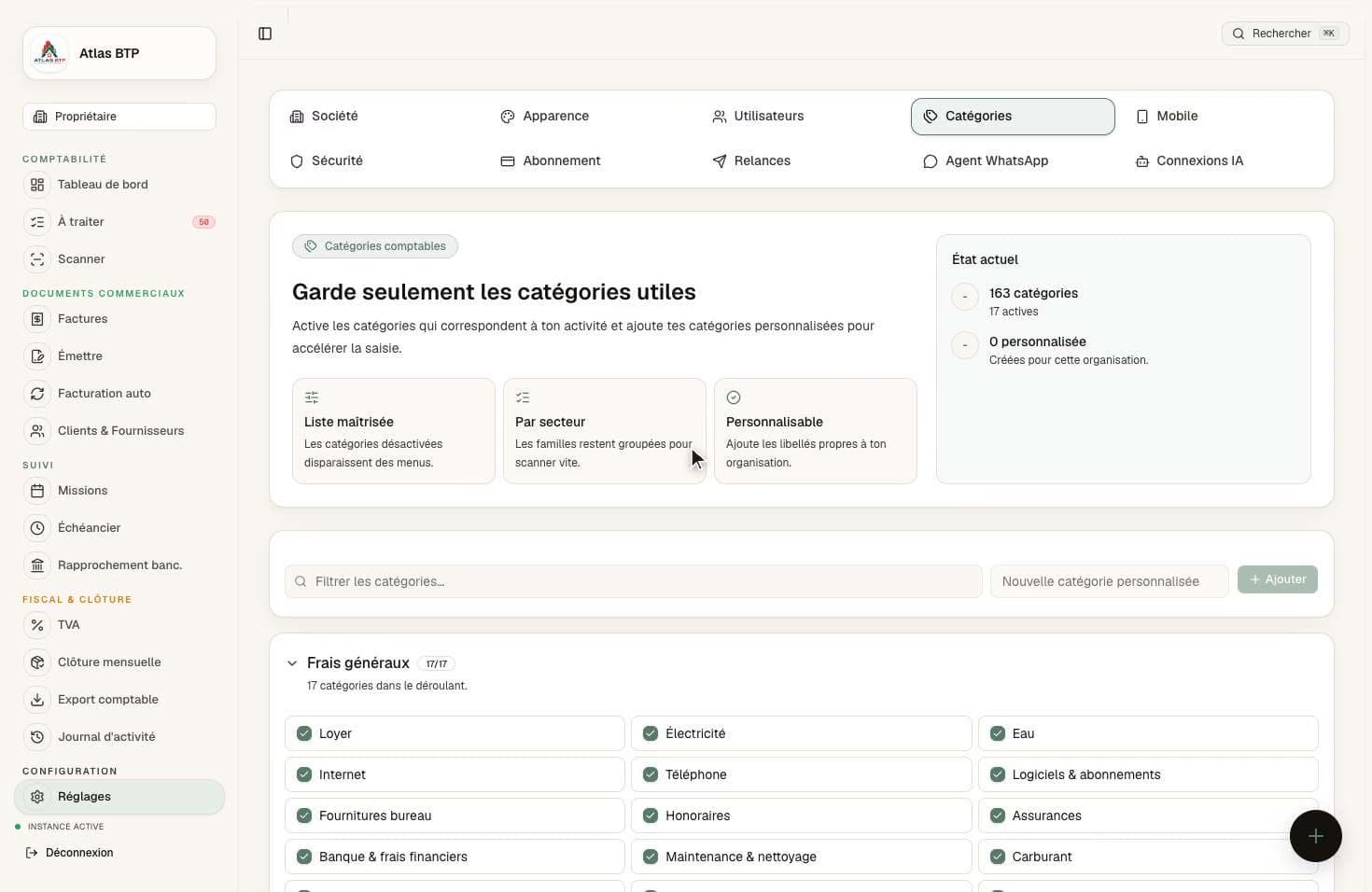Réglages — compte & équipe