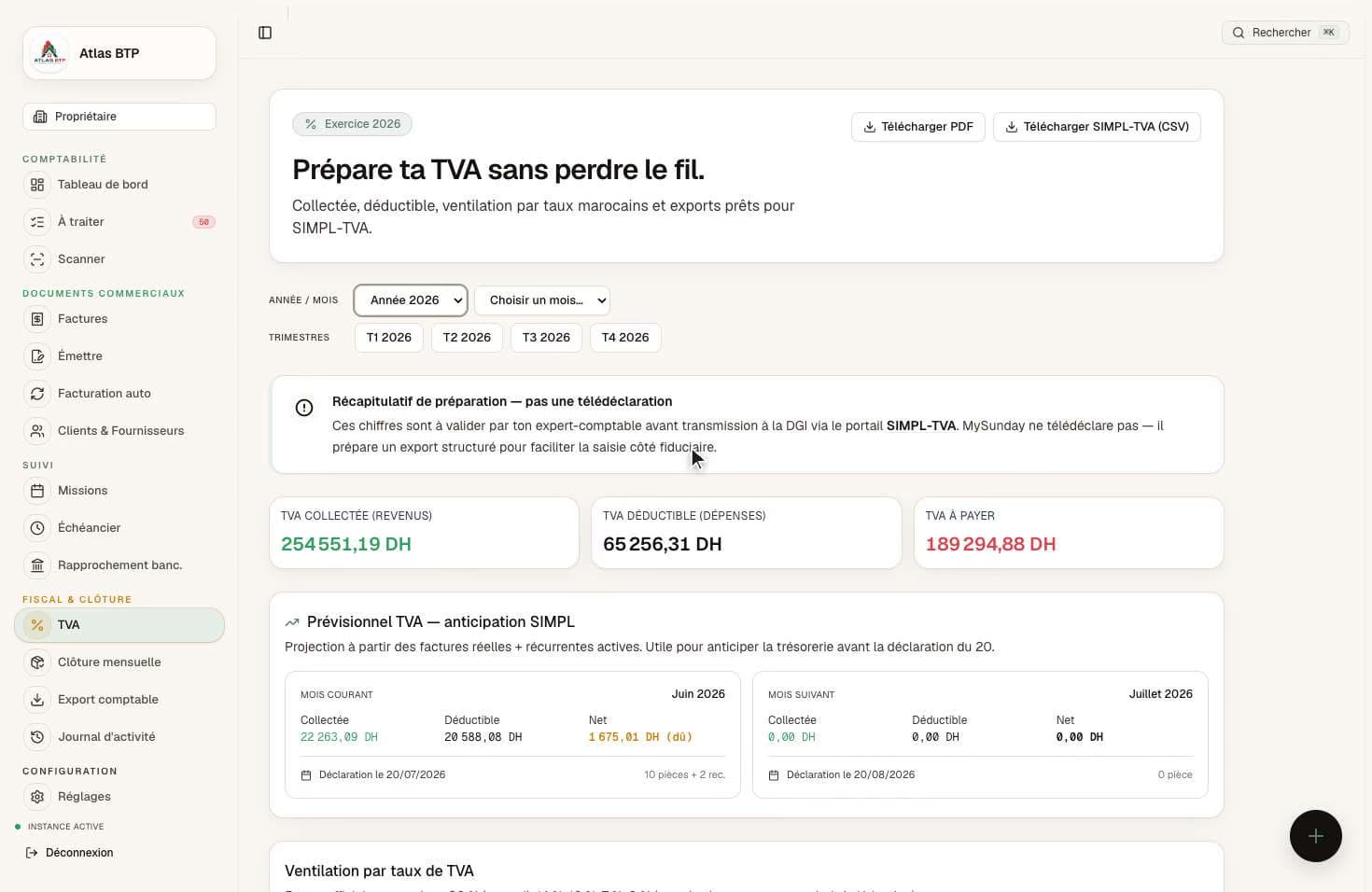 Préparer la TVA